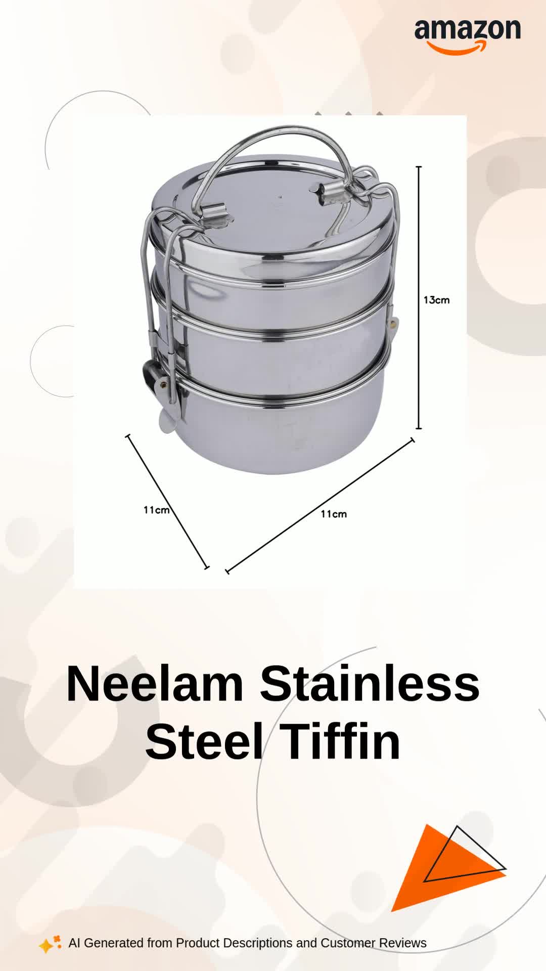 Buy neelam Stainless Steel 26 Gauge, Clip Carrier Lunch Box 3